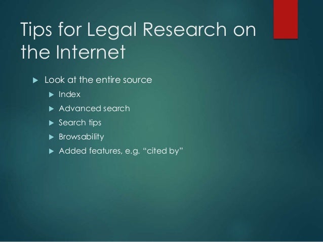 Legal research using the Internet